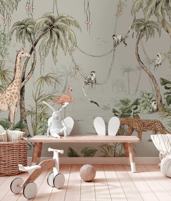 JUNGLE JAZZ DUSTY MINT: WALLPAPER AND PAINT COMBINATIONS