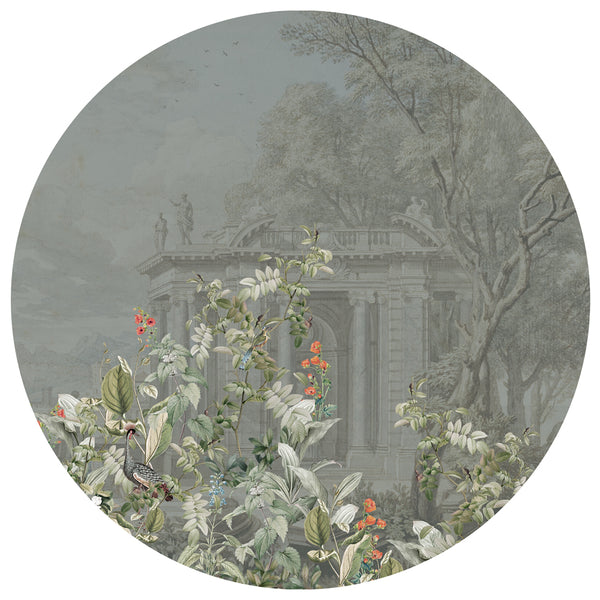 Round wall sticker - Avian Oasis indigo