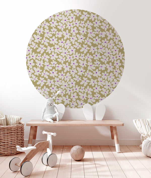 Round wall sticker - Bold Flower Green
