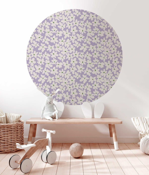 Round wall sticker - Bold Flower Purple