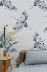 Wallpaper Sample - Cranes Annet Weelink Design