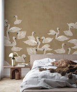 Bird Wallpaper - Dancing Swan Annet Weelink Design