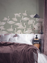 Bird Wallpaper - Dancing Swan Annet Weelink Design