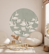 Round wall sticker - Dancing Swan Annet Weelink Design