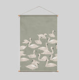 Textile Poster - DANCING SWAN green Annet Weelink Design