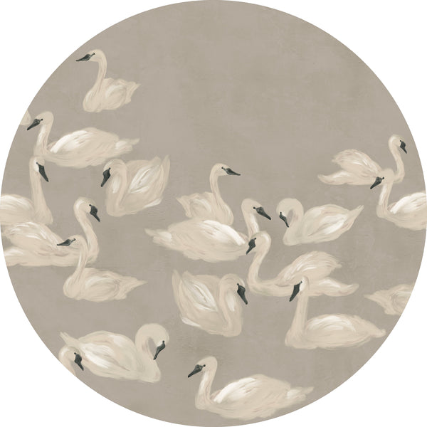 Round wall sticker - Dancing Swan neutral
