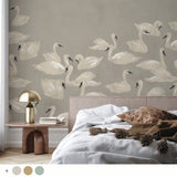 Wallpaper Sample - Dancing Swan Annet Weelink Design