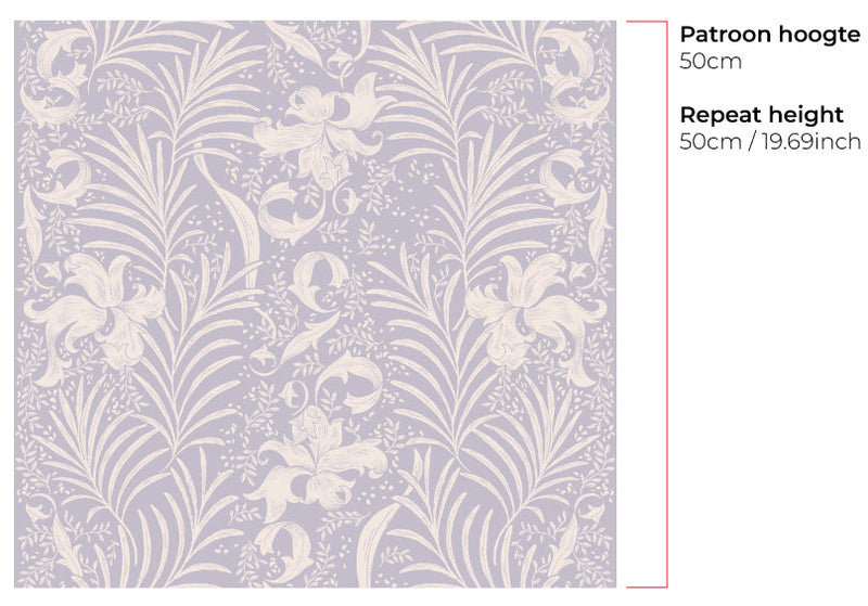 Sale Wallpaper on roll - Donna Floral soft lilac