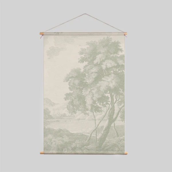 Textile Poster - Engraved green