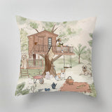 Designer indoor pillow with hand-drawn print by Annet Weelink Design