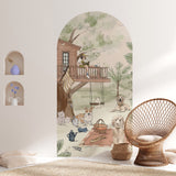 Peel and stick Arch Wallpaper Decal - Pet's Picnic Annet Weelink Design
