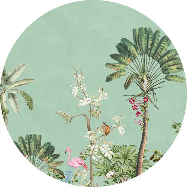 Round wall sticker - Vibrant Exotics Mint