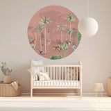 Autocollant mural rond - Wildlife's Playground