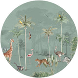 Autocollant mural rond - Wildlife's Playground