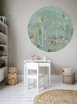 Autocollant mural rond - Wildlife's Playground