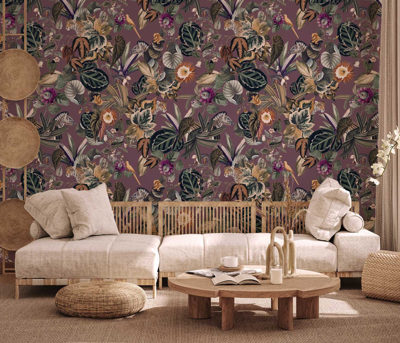 Jungle Wallpaper - BOLD BOTANICS - Aubergine