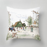 Designer indoor pillow with hand-drawn print by Annet Weelink Design