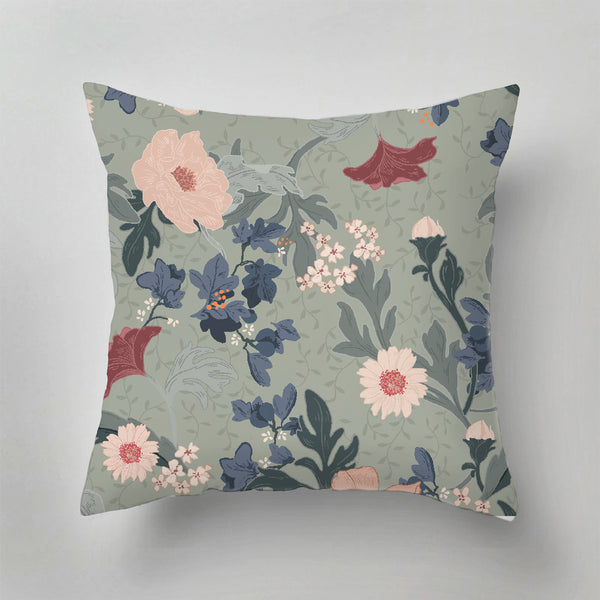 Outdoor Pillow - Feline Forest Flower green