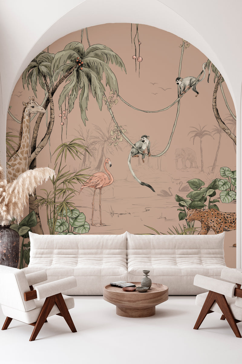 Jungle Wallpaper - JUNGLE JAZZ dusty blush