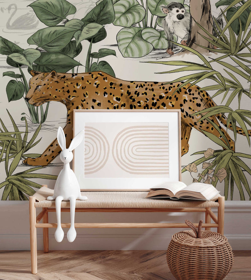 Jungle Wallpaper - JUNGLE JAZZ off white