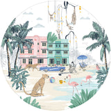 Autocollant mural rond - Miami Beach