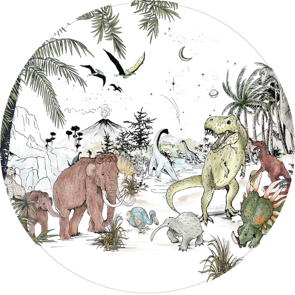 Round wall sticker - Prehistoric