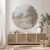 Autocollant mural rond - Romantic Garden