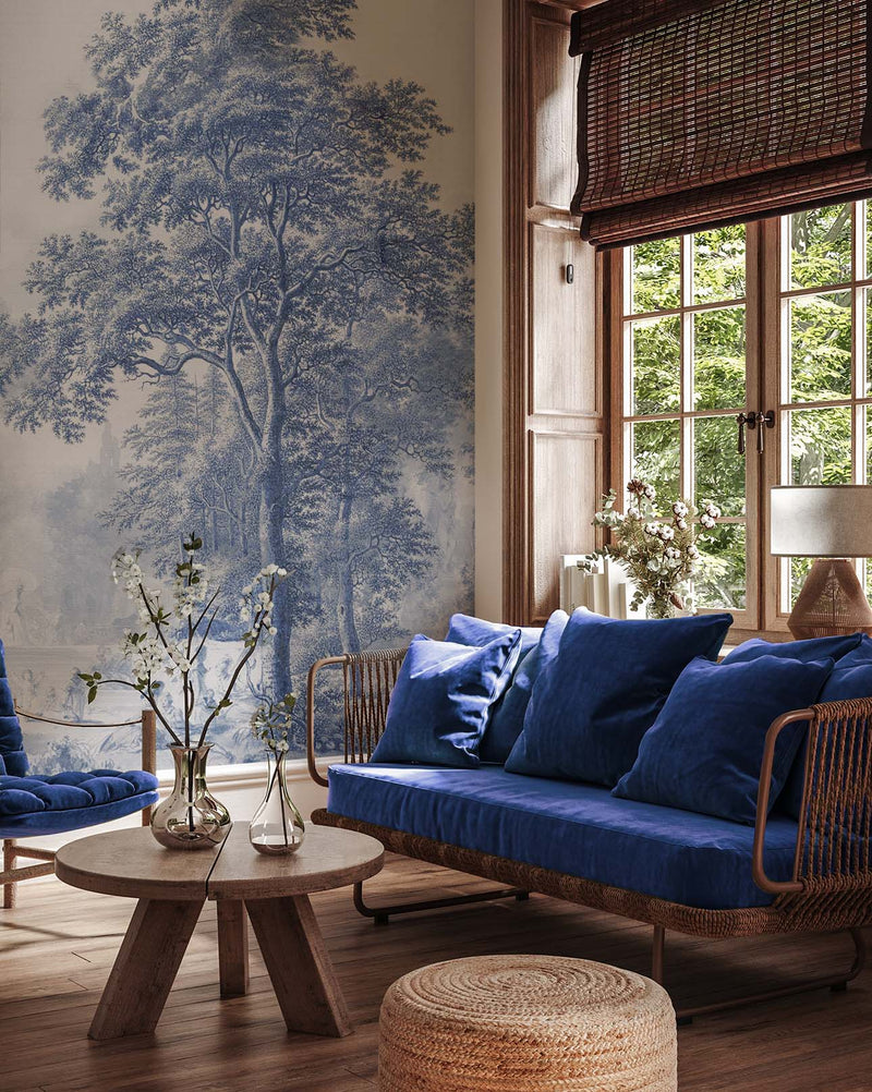 Landscape Wallpaper - ROMANTIC GARDEN blue