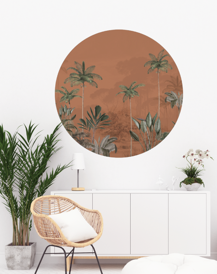 Round wall sticker - Tropical Wilderness - ginger