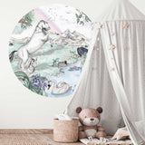 Autocollant mural rond - Enchanted Unicorns
