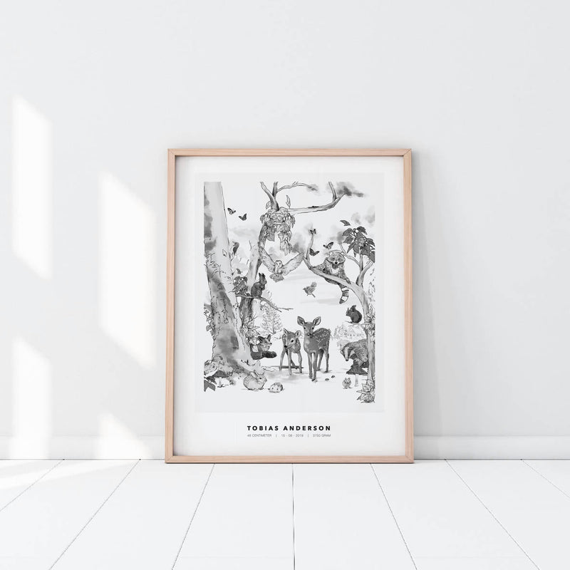 Personalized Poster - Magical Forest black/white