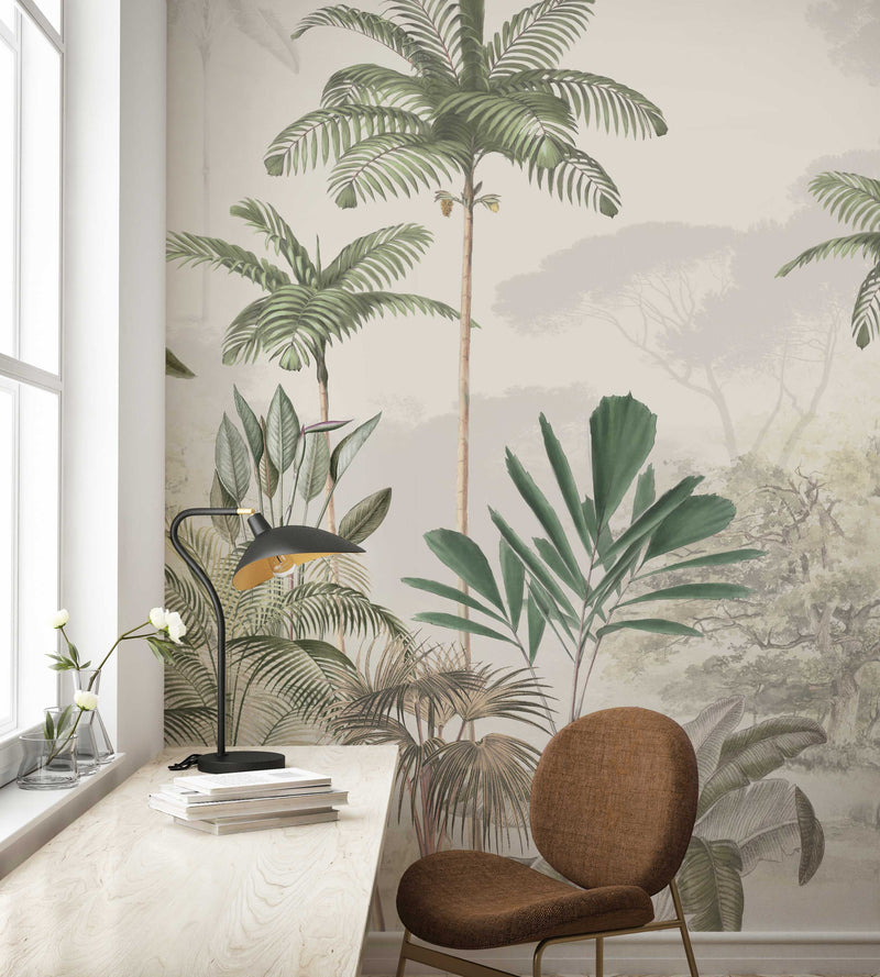 Jungle Wallpaper - TROPICAL WILDERNESS - beige/green