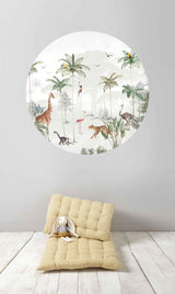 Autocollant mural rond - Wildlife's Playground