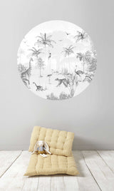 Autocollant mural rond - Wildlife's Playground