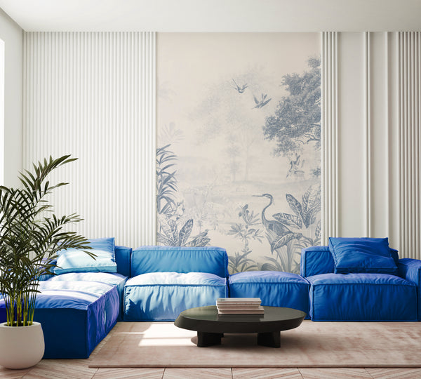 Scenic Landscape Tonal Blue wallpaper