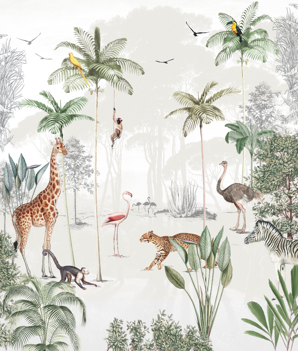 Wildlife's Playground: Wallpaper and paint combinations
