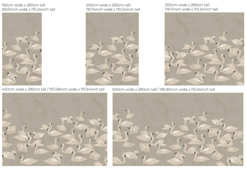Papier peint oiseaux - DANCING SWAN neutral