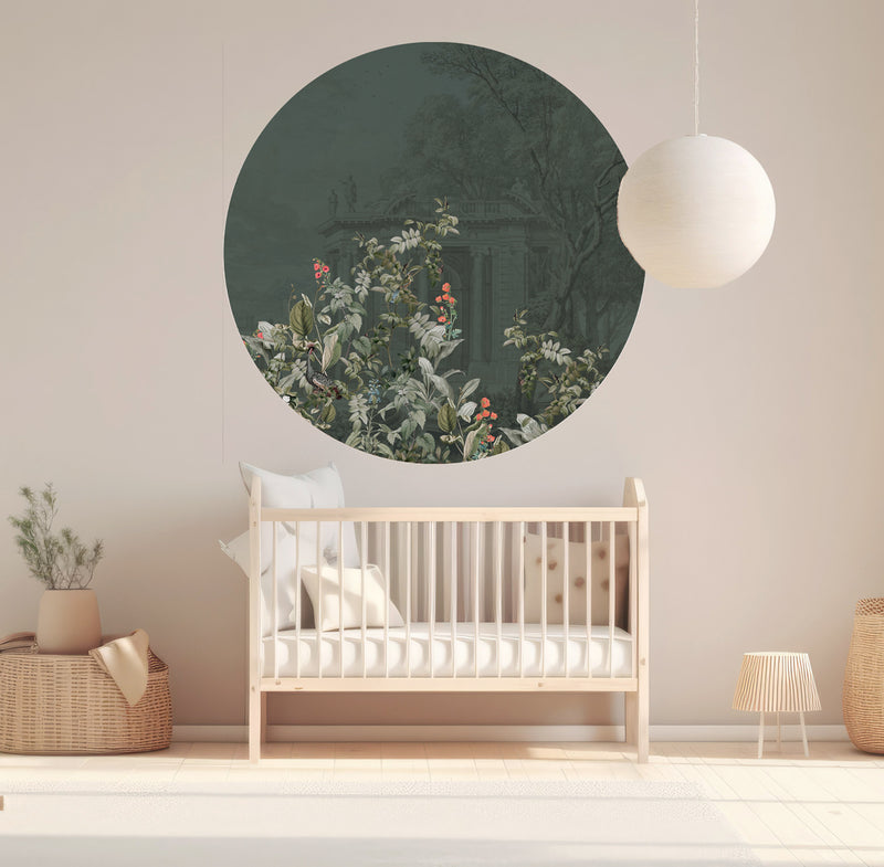 Sticker mural rond - Avian Oasis dark