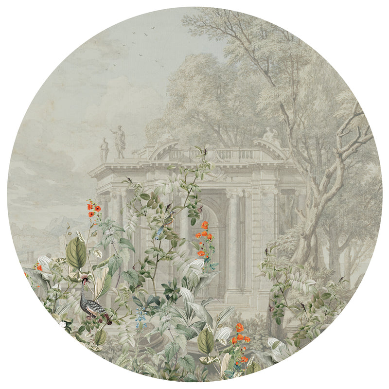 Sticker mural rond - Avian Oasis green