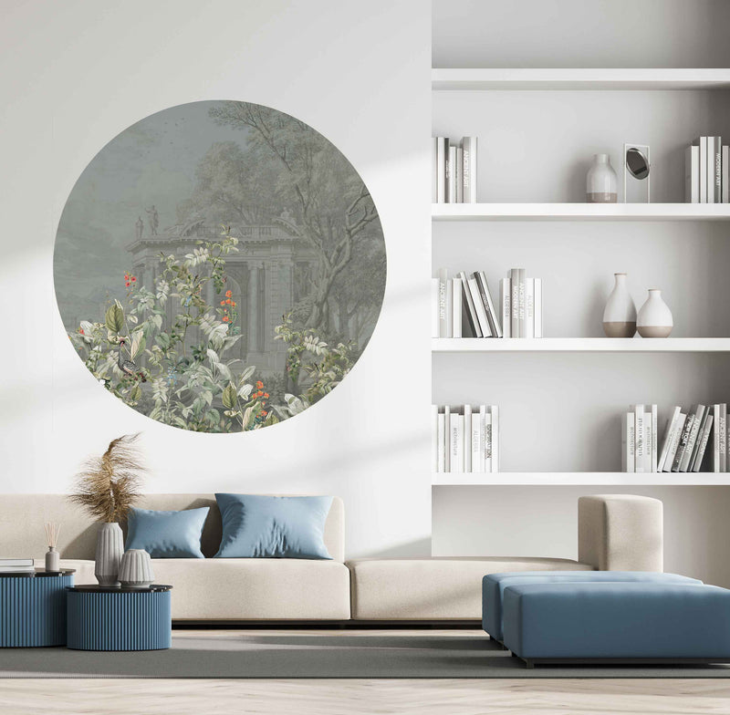 Sticker mural rond - Avian Oasis indigo