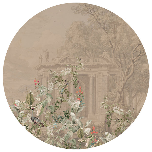 Round wall sticker - Avian Oasis rose