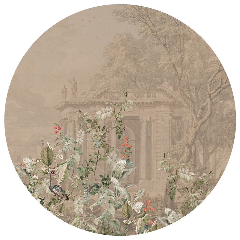 Ronde wandsticker - Avian Oasis rose