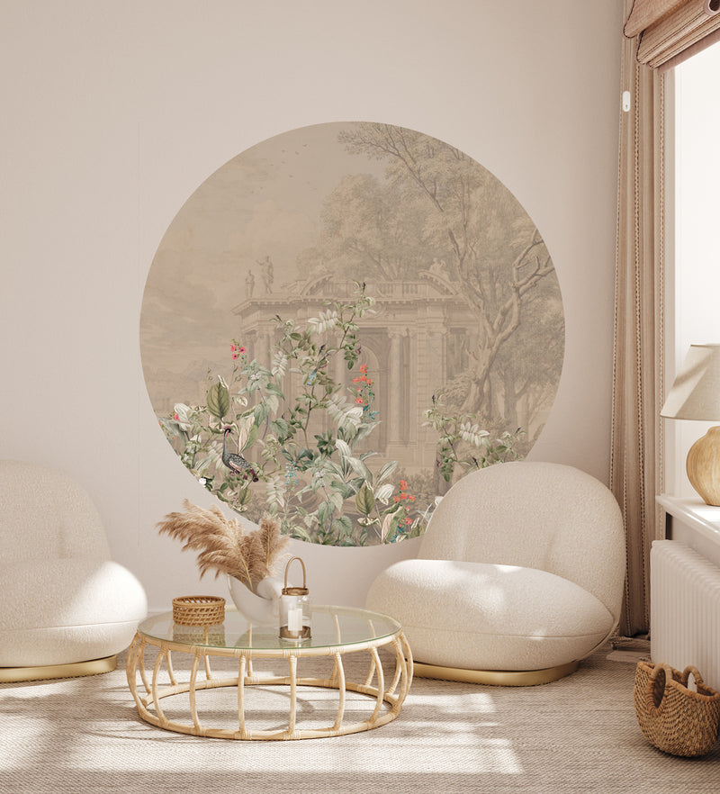 Round wall sticker - Avian Oasis rose