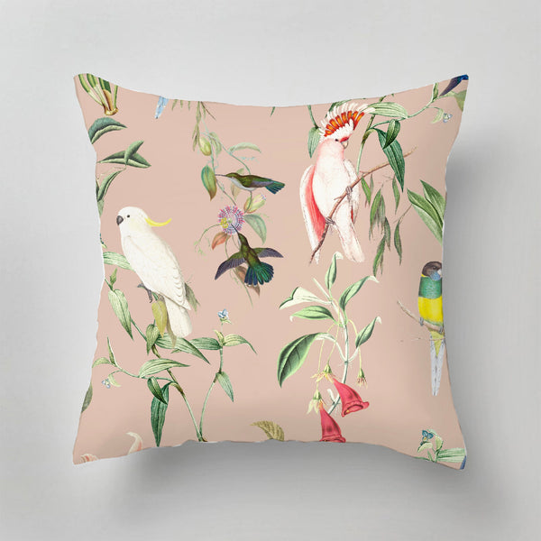 Sale Outdoor Pillow - BIRDS OF PARADISE - peach blush