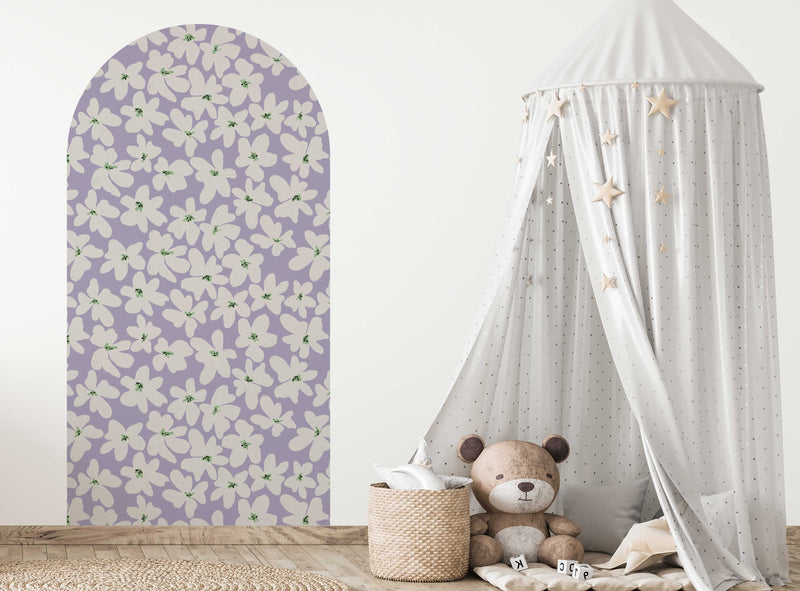 Peel and stick Arch Wallpaper Decal - Bold Flowers  Lilac