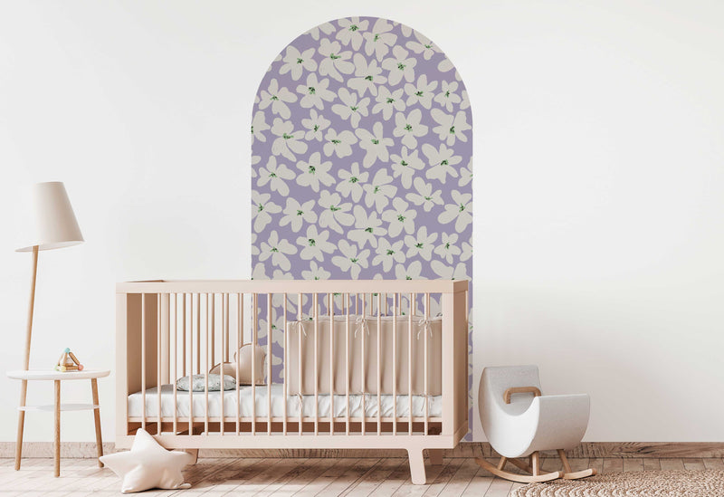 Peel and stick Arch Wallpaper Decal - Bold Flowers  Lilac