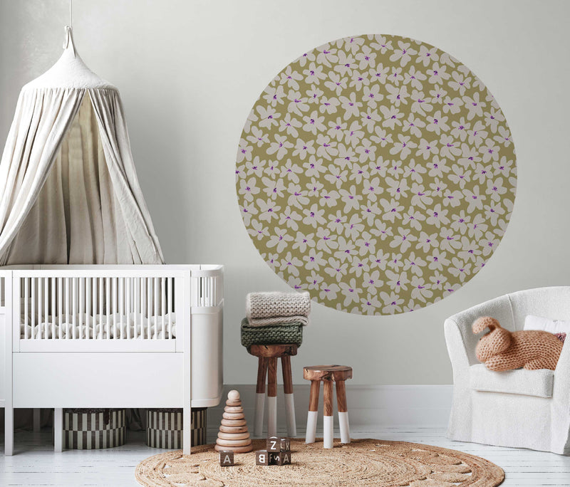 Round wall sticker - Bold Flower Green