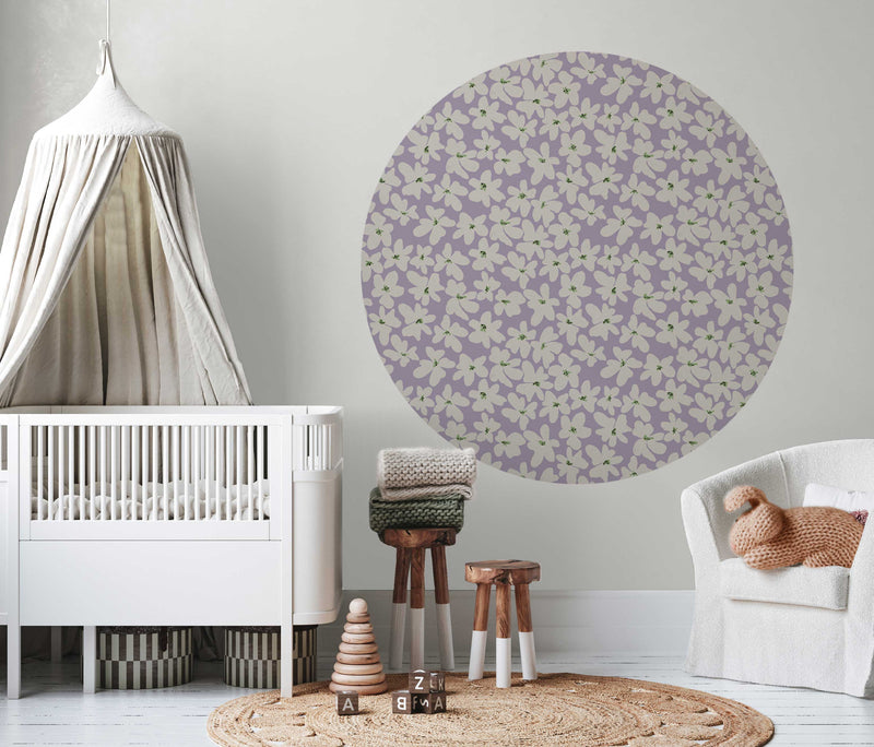 Round wall sticker - Bold Flower Purple