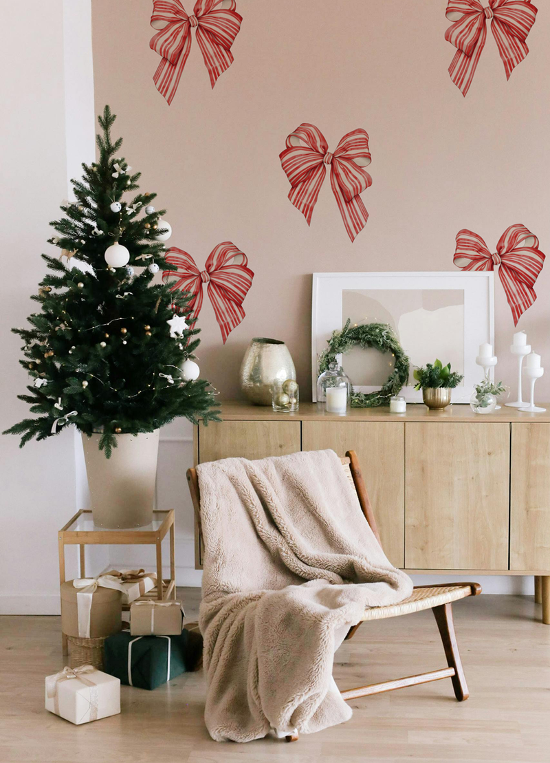 Kerstmuursticker - Kerststrik (set van 4)