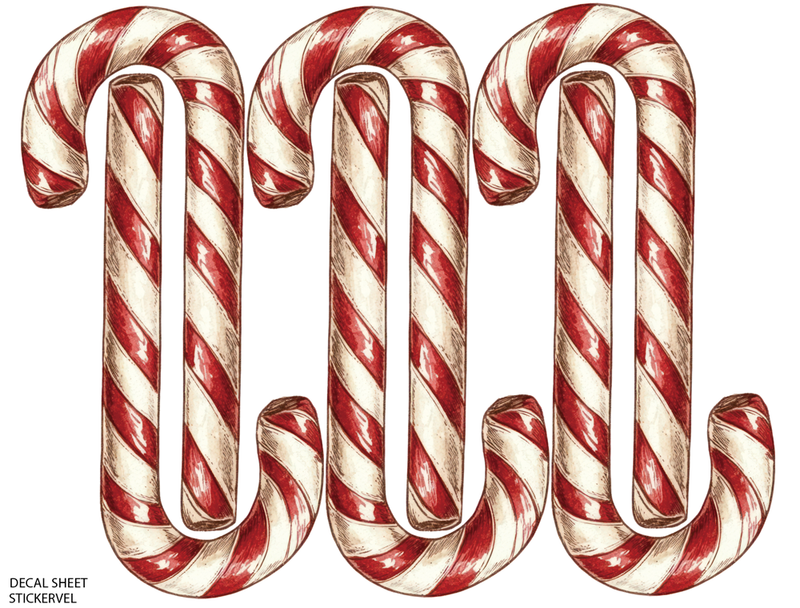 Kerstmuursticker - Kerstlolly (set van 6)